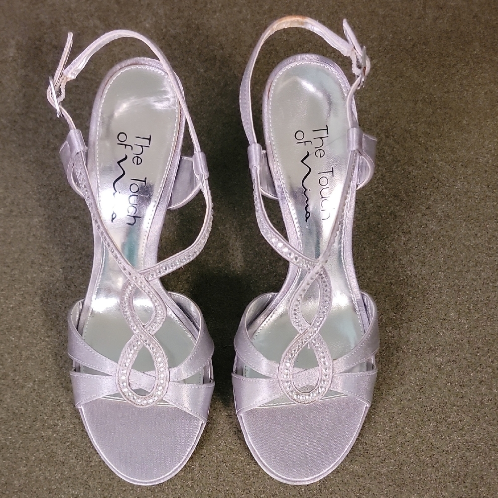 Touch of Nina Silver Strappy Heels